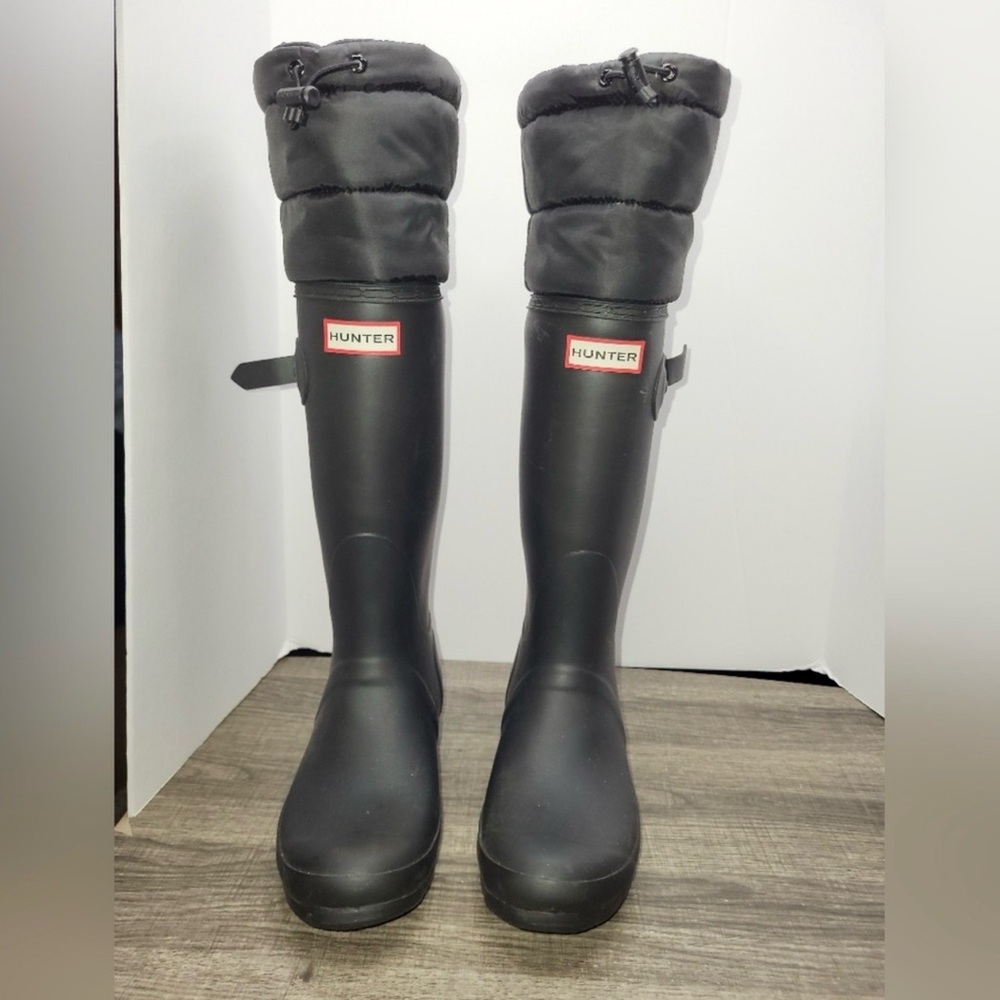 SOLD - Black Insulated Quilted Tall  Hunter Boots 39/8
